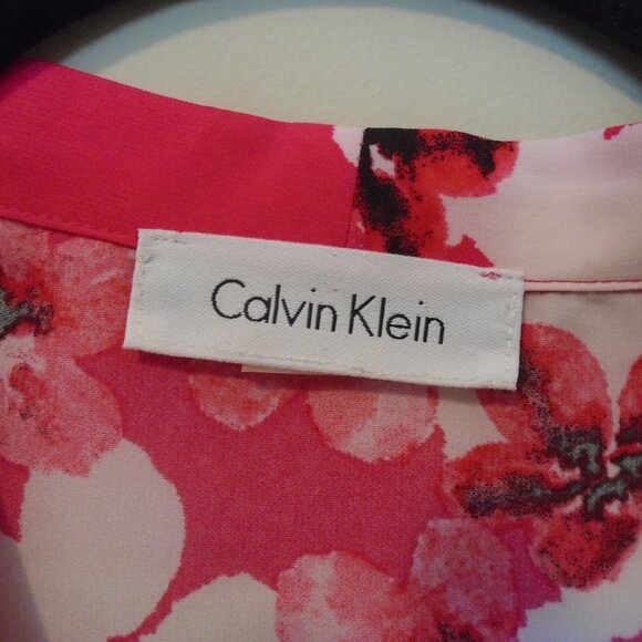 CALVIN KLEIN FLORAL PATTERN LONG SLEEVED LADIES BLOUSE SIZE MED - Picture 3 of 5